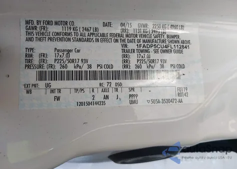 2015 Ford C-Max Energi Sel from USA, damaged, VIN 1FADP5CU4FL112841
